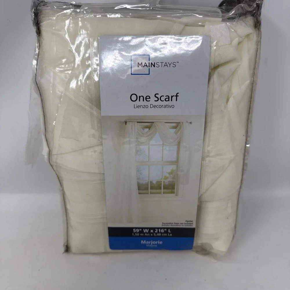 Mainstays Window Treatment One Sheer Scarf Marjorie Oyster Cream 59x216 Inch